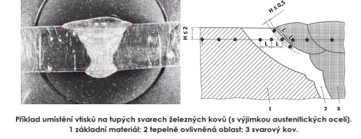 Zkoušky tvrdosti svarů dle metody Vickers