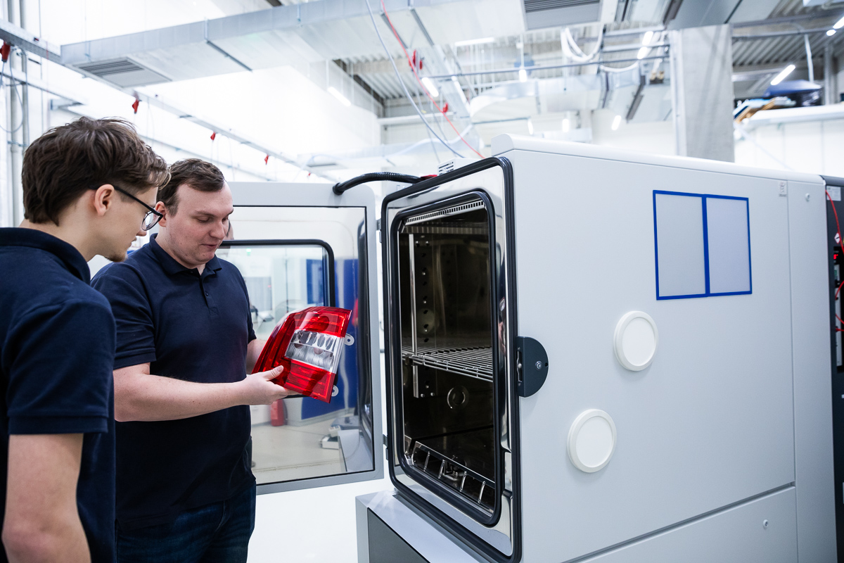 Inside a climatic test chamber